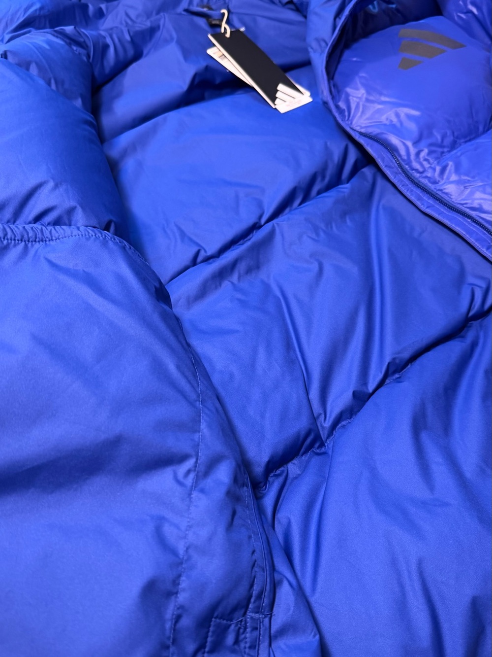 adidas Blue Water-Repellent Puffer Jacket with Hood - Picture 2 of 12